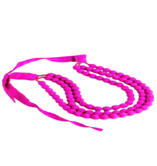 Handcrafted Large Multi layer Pink Fabric Necklace