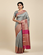 Banarasi Silk Saree | Grey & Pink
