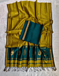 Handloom Cotton Olive Green Saree with Blouse Piece