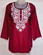 Women Embroidered Pure Cotton Straight Short Kurta  