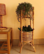 Handmade Natural Cane Flowe Pot Plant Stand Planter | Rattan | Varnish Brown Color | 1 Piece