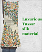 Hand-Painted Pure Tussar Silk Dupatta with Zari Border