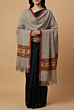 Handloom Kullu Geometric Border Shawl|Grey