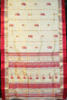 Bengal Red-Gold Floral Buta Striped Mulberry Silk Saree