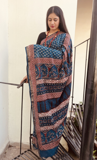 Tarapur Hand Block Print Cotton Saree
