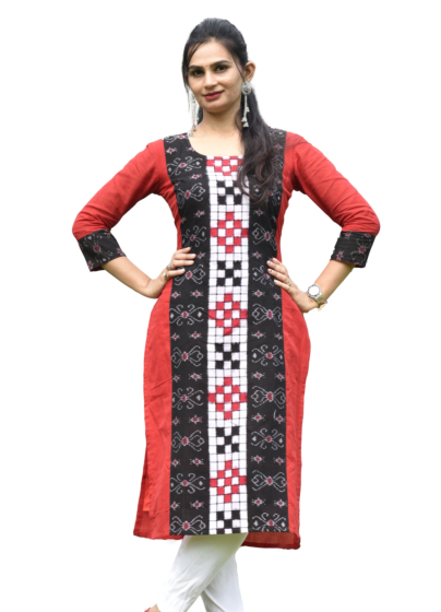 Red and Black sambalpuri kurti