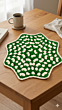 Hand-Crocheted Star-Hexagon Table Mat - Green & White