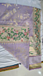 Handcrafted Ponduru Jamdani Cotton Khadi Saree with Gold & Silver Zari |Lavender