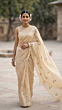 Cream Beige Mulmul Cotton Saree with Multi-Color Floral Embroidery - Premium Soft Summer Drape
