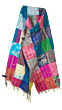 Kantha Stitch Work Patchwork Dupatta Stole Pure Silk Embroidered