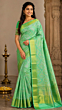 Elegant Green Salem Handloom Silk Saree with Rich Zari Border | wedding sillk sarees