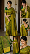 Premium Green & Gold Handloom Silk Saree with Rich Traditional Zari Weaving