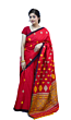 Handmade Cotton Raw Silk Saree | Red