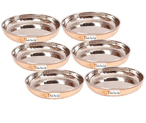 Steel Copper Halwa Plates | 150 ml | Set of 6