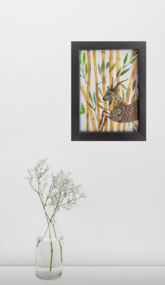Deer- Homedecor made from dry leaves and hand painting