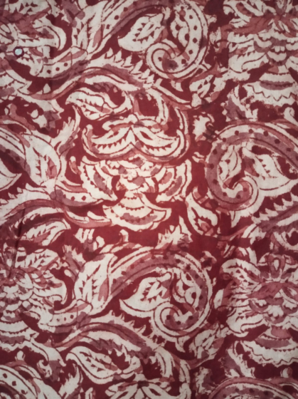 Kalamkari Handblock Print Cotton Cambric Fabric 1 Meter Red