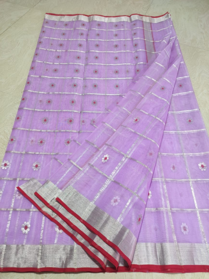 Chanderi Katan Silk Saree Lavender