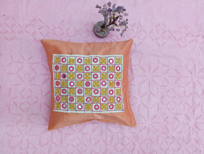 Embroidery and Mirror Work Cushion Cover - Single Piece