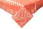 Brocade Silk Table Cloth Square 1 Meter x 1 Meter | Decorative Dining Table Mat with Golden Jacquard Weave | Elegant Home Decor for Festive & Special Occasions -  Orange