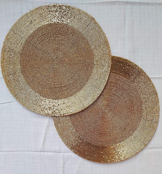 Handmade Golden Beaded Placemat 