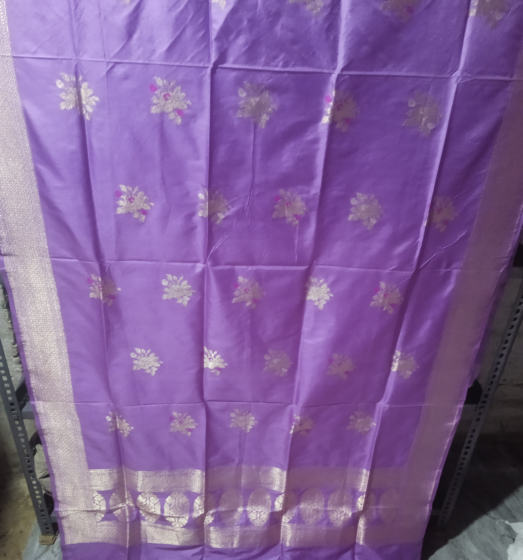 Handwoven Silk Katan Kadua Minedar Butti Dupatta | Lavender