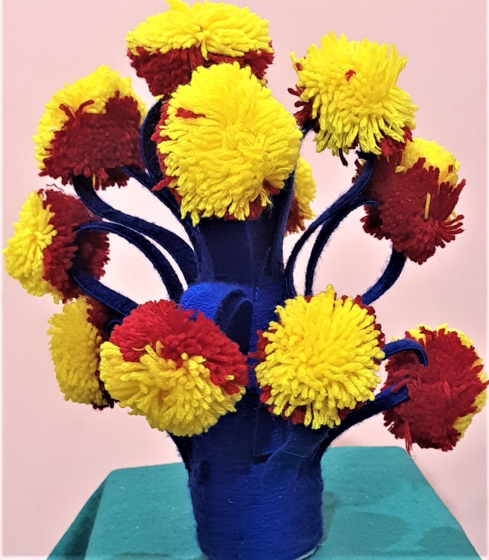 Handmade Woolen Flower Pot Multicolour