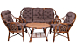 5 seater Rattan Modern Criss Cross Style Sofa Set with Table and cushion
