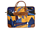 Premium Leather and Fabric Laptop Bag | Floral Print | Blue