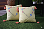 Handcrafted Floral Heart Embroidered Cushion Cover with Tassels 