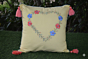 Handcrafted Floral Heart Embroidered Cushion Cover with Tassels 