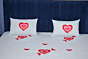 Handmade Cotton Bedsheet Set with Heart Print 