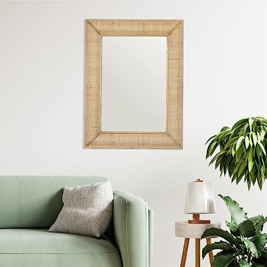 Handcrafted Rattan Rectangle Wall Mirror