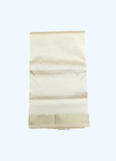Light Sandal Dhothi with Golden Zari border 