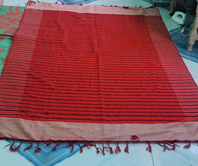 BEDSHEET RED WITH DARK RED PATTI Janta001