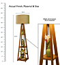 Antique Tripod Wooden LED Floor Lamp with Shelves | 45x45x150 Inches