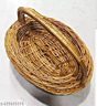 Oval Cane and Bamboo Baskets with Handles | Set of 3