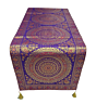 Premium Banarasi Brocade Silk Table Runner -Ethnic Mandala Design  16 x 72 inches - 6 Ft Long - Voilet