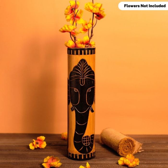 Buy Bamboowala Handcrafted Natural Bamboo Flower Vase Lord Ganesha