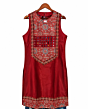 Handcrafted Mashru Silk Ajrakh Print Kurta| Red