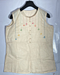 HAND EMBROIDERED WHITE SLEEVELESS SHORT KURTA FOR LADIES