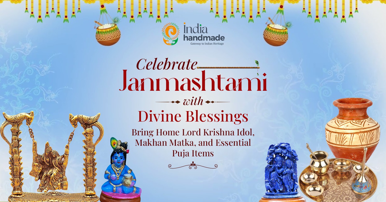 Celebrate Janmashtami with Divine Blessings: Bring Home Lord Krishna Idol, Makhan Matka and Essential Puja Items