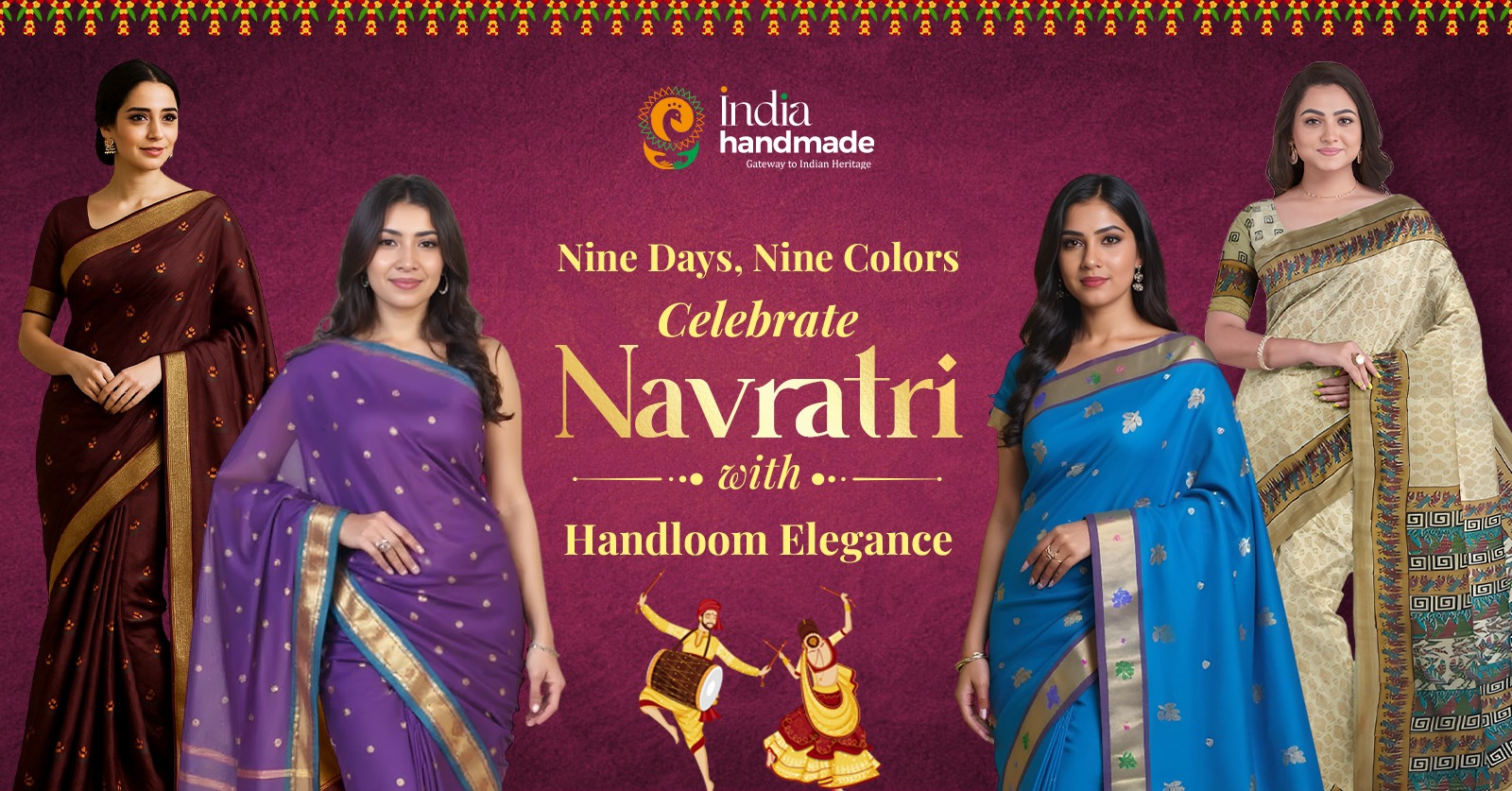 Nine Days, Nine Colours: Celebrate Navratri with Handloom Elegance